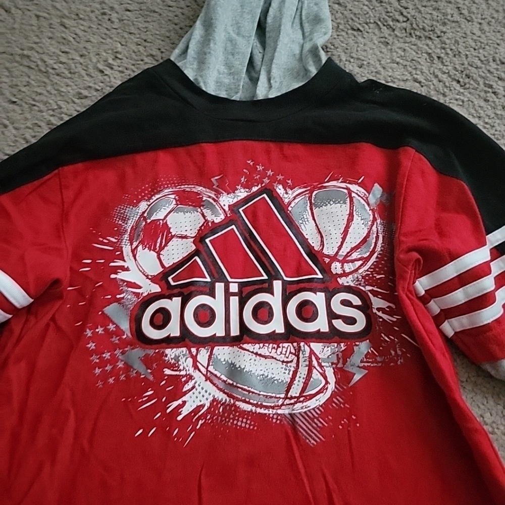 Adidas Boy's Long Sleeve Shirt With Hood - Picture 3 of 10